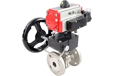 Шаровой кран DN.ru КШФП Ду40 Ру40, пневмопривод SA-105, дублёр,пневмораспределитель 220В D160-01631