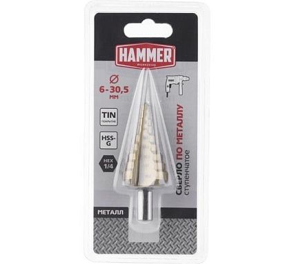 Сверло ступенчатое по металлу Flex 202-128 DR MT ST (6-30.5х80х10 мм; DIN338; HSS 4241) Hammer 62250