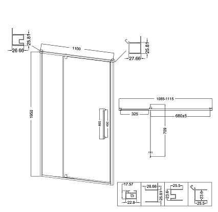 Душевая дверь Niagara Nova 110x195 тонированное, черный матовый NG-85-11TB