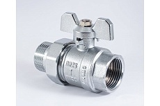 Шаровой кран PROFACTOR PF STANDARD с полусгоном хром, в/н ручка бабочка, 1 дюйм PF UBV 326CW