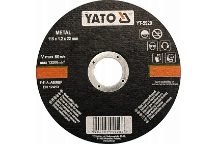 Круг отрезной по металлу 115x1.2x22 мм Yato YT-5920