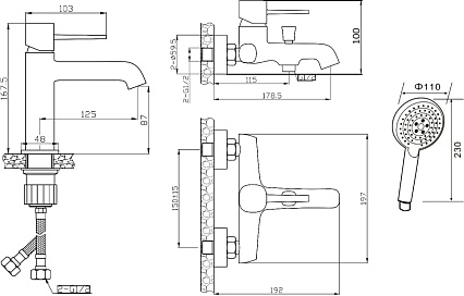 Душевой набор Orange Karl M05-311b 3в1 черный