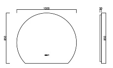 Зеркало Orans BC-9013 100 см с подсветкой, часами, антипар