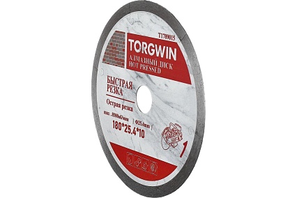 Диск алмазный отрезной сплошной по керамике 180х25.4/10х1.6 мм All-over Segmented slim Professional for Ceramic Industrial TORGWIN T1789015