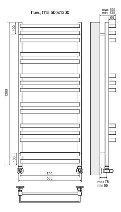 Полотенцесушитель водяной Terminus Линц П15 500x1200, 4630080268395