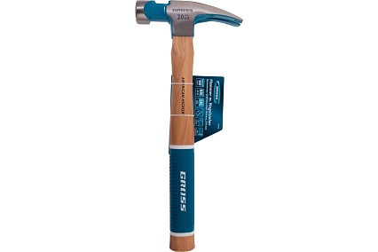 Молоток-гвоздодер Gross 560 г, угол 75, магнит, обрезиненная рукоятка american hickory 10419