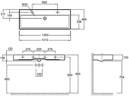 Раковина Jacob Delafon Vivienne EXBK112-00 120 см белый глянец