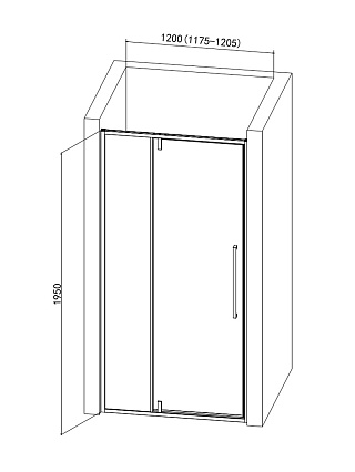 Душевая дверь AQUAme AQM7108-2-12 120x195, прозрачное, черный