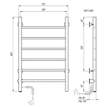 Полотенцесушитель электрический Domoterm Классик DMT 109-6 50x80 EK ТЭН слева, белый