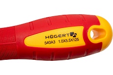 Изолированная отвертка с прямым шлицем Hoegert Technik SL5,5, 125 мм, 1000 V, сталь S2 HT1S905
