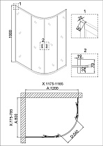 Душевой уголок Niagara Nova NG-6421-08 120x80 прозрачный, золото