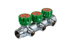 Латунный коллектор Terma 3/4&quot; в/н с 3-мя вент.кранами на 1/2&quot; (нар.резьбы) с выходами под 90 град (14020) 18575