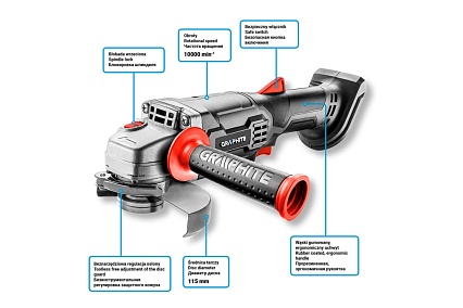 Аккумуляторная угловая шлифмашина Graphite Energy+ 58g003