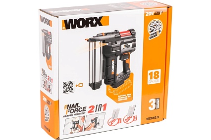 Аккумуляторный гвозде-скобозабиватель Worx 20 В ,без АКБ и ЗУ WX840.9