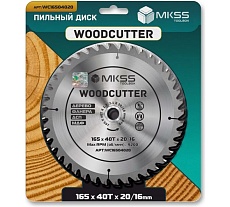 Диск пильный по дереву MKSS Toolbox Woodcutter WC1650 165x40Тх20/16 мм WC16504020
