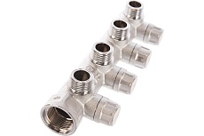 Запорный коллектор с 4 отводами FAR 3/4&quot; 1/2&quot; НР, плоск.присоед. FK 3873 3412TP