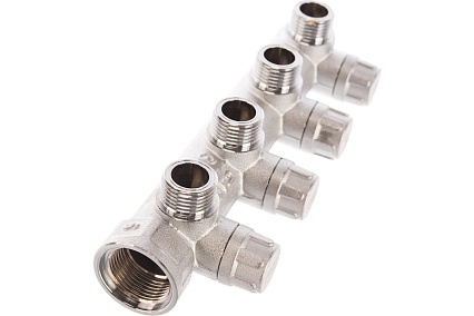 Запорный коллектор с 4 отводами FAR 3/4" 1/2" НР, плоск.присоед. FK 3873 3412TP