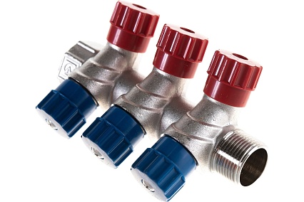Комплект Valtec _15 VI7 Коллектор с вент. 3 вых.х3/4x1/2 НР, никель VTc.560.N.0503+ Адаптер д/коллектора /конус-плоскость/ 1/2 VTc.701.N.04 VT.VI7.K15.5600503.701