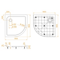 Поддон для душа RGW SMC/R-C 90x90 стеклопластик, белый 12350499-01