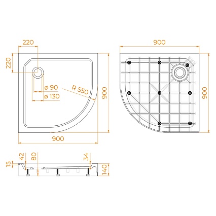 Поддон для душа RGW SMC/R-C 90x90 стеклопластик, белый 12350499-01
