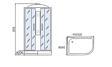 Душевая кабина Мономах 120/80/24 МЗ 120x80 хром, с рисунком, L