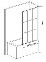 Шторка для ванны AQUAme AQM2858-R 80x140 правая, прозрачное стекло, черный