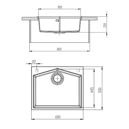 Кухонная мойка Kit Kraken Ocean 60 см, серый