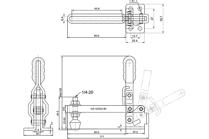 Зажим с вертикальной рукоятью HS CLAMP HS-12050-U80
