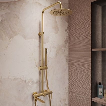 Душевая стойка Vincea Линеа (Linea) VSFS-4LN1BG брашированное золото