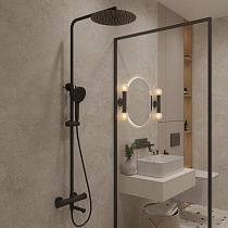 Душевая стойка Oliveeka Y-Line OL-739902-MB с термостатом, черный матовый
