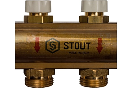Распределительный коллектор из латуни без расходомеров 6 вых. STOUT SMB 0468 000006