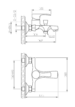 Смеситель для ванны Agger Fine A1110000