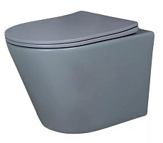 Подвесной унитаз Gid Tr2130gm безободковый, с микролифтом, серый матовый