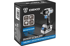 Аккумуляторный бесщеточный гайковерт Deko ZKIS20-Li, 20 В, 1x4.0 Ач, 400 Нм 084-1046