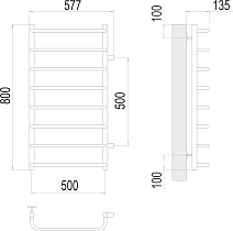 Полотенцесушитель водяной Terminus Стандарт П8 500x800 БП500, 4670078530387