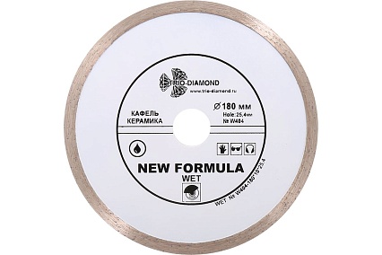Диск алмазный отрезной Сплошной New Formula (180х25.4 мм) TRIO-DIAMOND W404