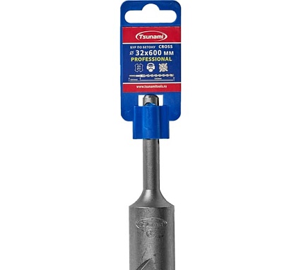 Бур по бетону Tsunami PROFESSIONAL Cross 32х600/540 мм, SDS-plus T10610300032600