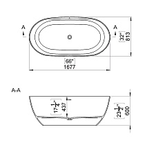 Акриловая ванна TW collection TWCB2102INTBO 167x81 белый матовый