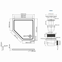 Поддон для душа WasserKRAFT Isen 26T38 100x100 пятиугольный