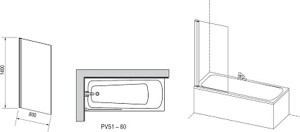 Шторка для ванны Ravak Pivot PVS1-80 белый