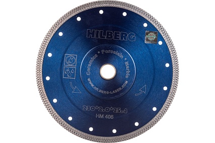 Диск алмазный отрезной Турбо Ультратонкий Х-тип (230х25.4/22.23 мм) Hilberg HM406