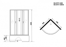 Душевая кабина Niagara NG 6707-14BKG 80x80 стекло прозрачное, профиль черный, без крыши, гидромассаж