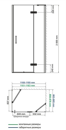 Душевой уголок WasserKRAFT Aller 10H07RWHITE 120x90 правый