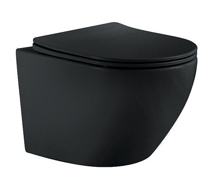 Подвесной унитаз SET Aquatek Европа MB-017 4в1, кнопка черный матовый