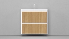 Мебель для ванной Velvex Klaufs 80 см подвесная, 2 ящика, белый глянец/дерево шатанэ