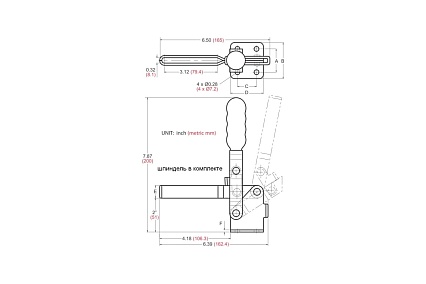 Механический зажим с вертикальной ручкой, усилие 182кг Goodhand GH-12205