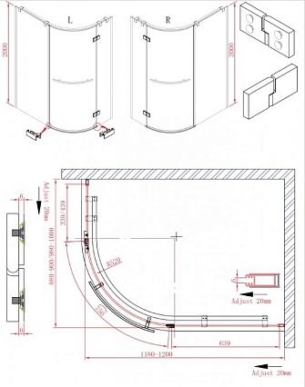 Душевой уголок Cezares BERGAMO-W-RH-1-120/100-ARCO-C-Cr-L-IV 120x100 прозрачный, L