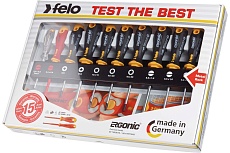 Набор отверток, диэлектрическая отвертка и отвертка тестер напряжения 10 шт. Felo Ergonic 40091013