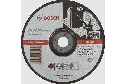 Круг обдирочный по нержавеющей стали (180x22.23х6 мм) Bosch 2608600540