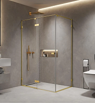 Душевая дверь AQUAme AQM7408-3-10 100x200, прозрачное, золото шлифованное